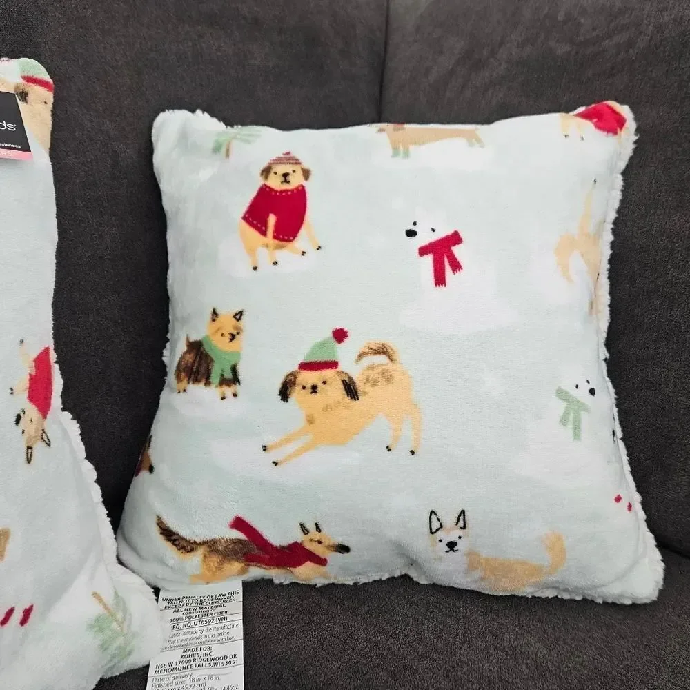 Cuddl Duds Winter Dog Print Throw Pillows Set Of 2